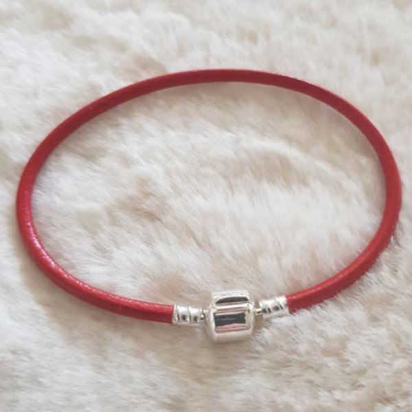 Pulseira de clipe europeu Plain 01 DE 15 A 23 CM Vermelho