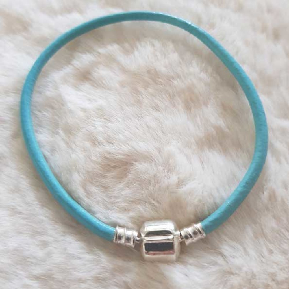 Pulseira de clipe europeu Plain 01 DE 15 A 23 CM Turquesa