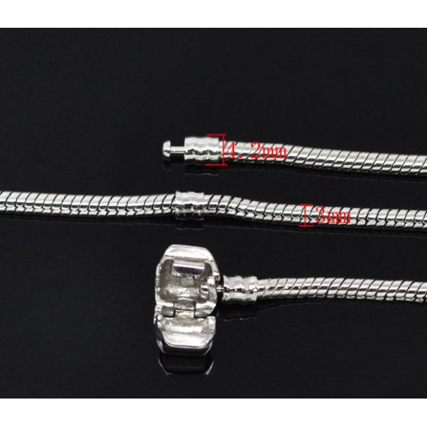 Pulseira de clipe europeu 16cm Fecho liso