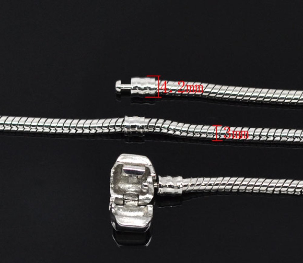 Pulseira de clipe europeu 16cm Fecho liso