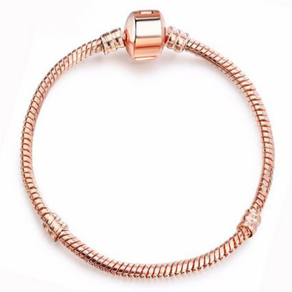 Pulseira de clipe europeu 17cm com fecho de ouro liso