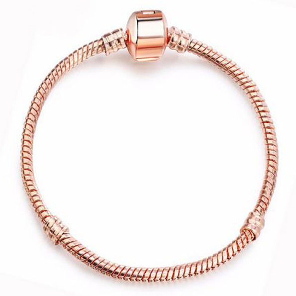 Pulseira de clipe europeu 17cm com fecho de ouro liso