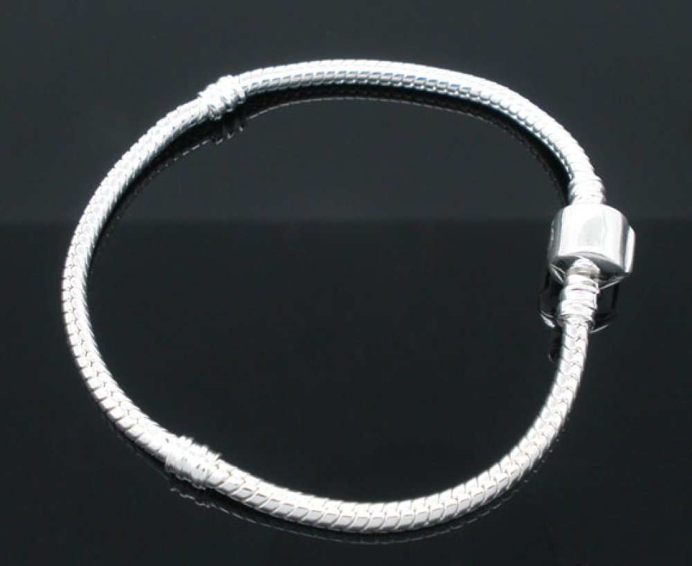 Pulseira de clipe europeu 16 cm Fecho liso Banhado a prata 925