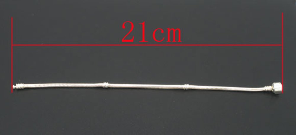 Pulseira de clipe europeu 21 cm Fecho liso Banhado a prata 925