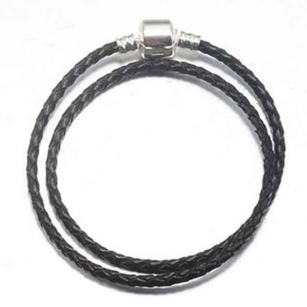 Pulseira europeia entrançada de 2 voltas Clip Uni 01 18cm Preto