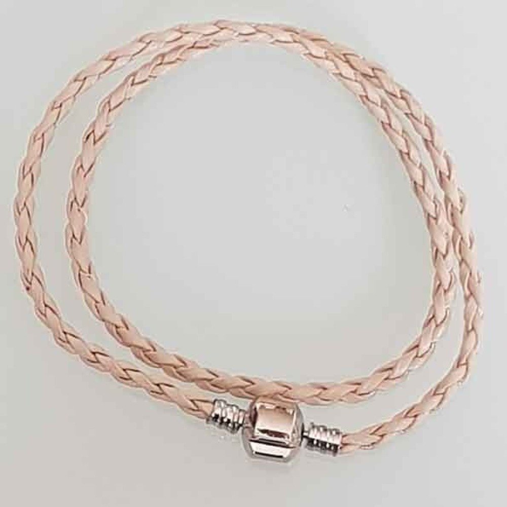 Pulseira europeia entrançada de 2 voltas Clip Uni 02 20cm