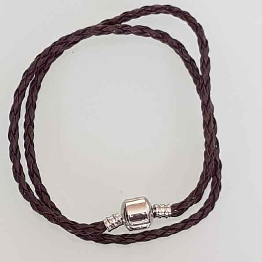 Pulseira europeia entrançada de 2 voltas Clip Uni 06 20cm