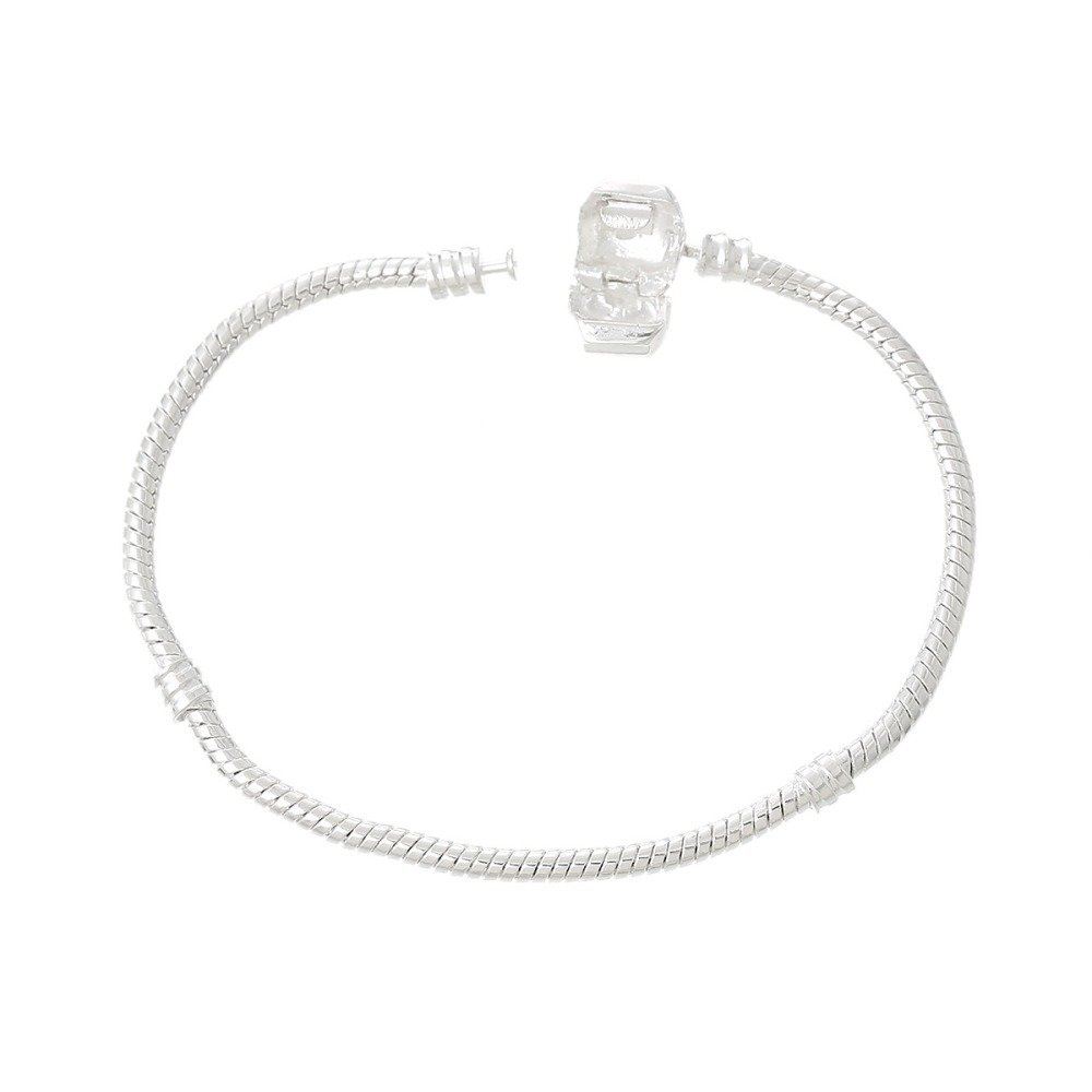 Pulseira de clipe europeu 20cm Fecho liso