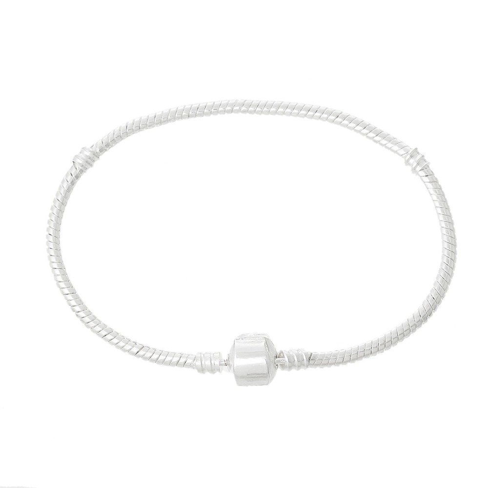 Pulseira de clipe europeu 17cm Fecho liso