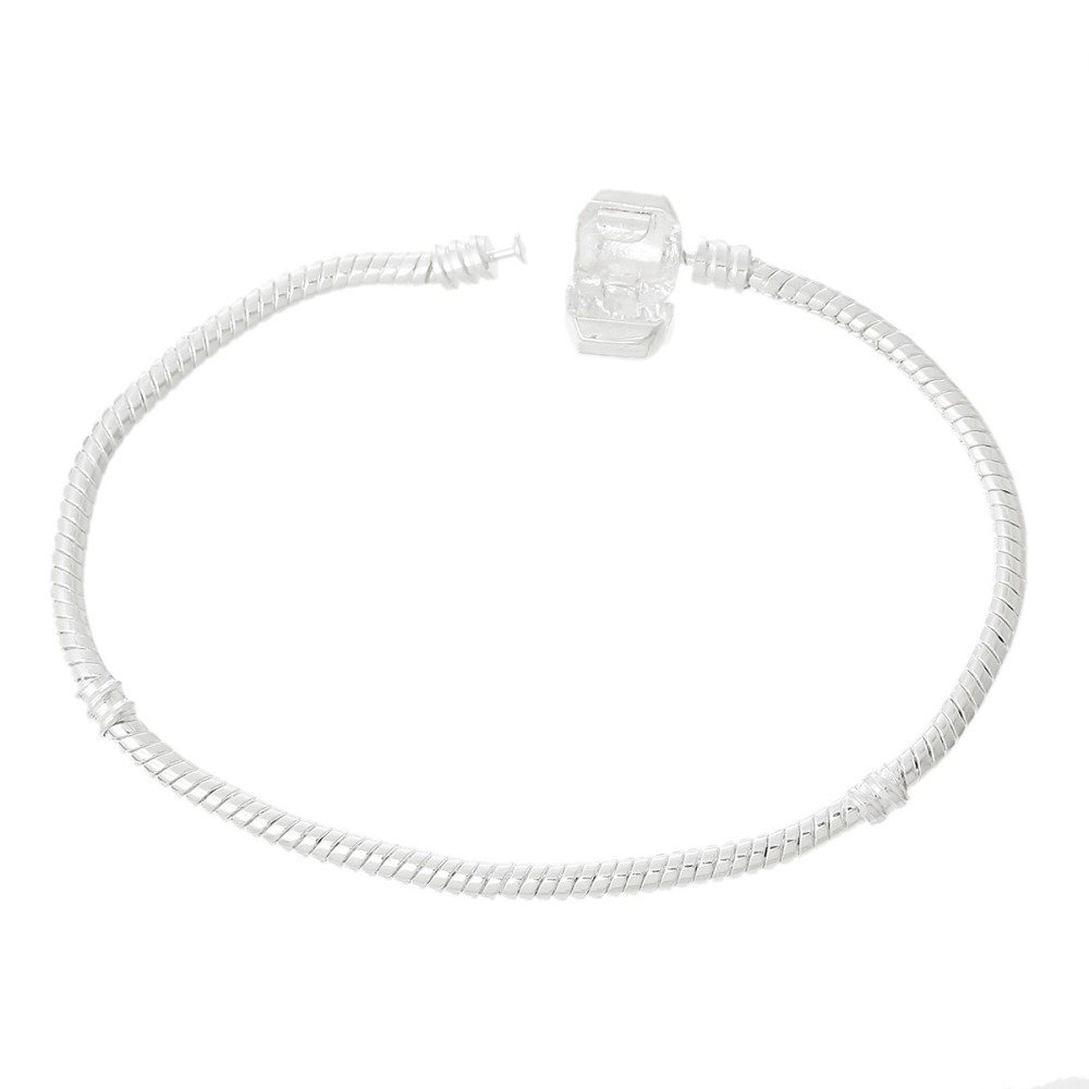 Pulseira de clipe europeu 17cm Fecho liso