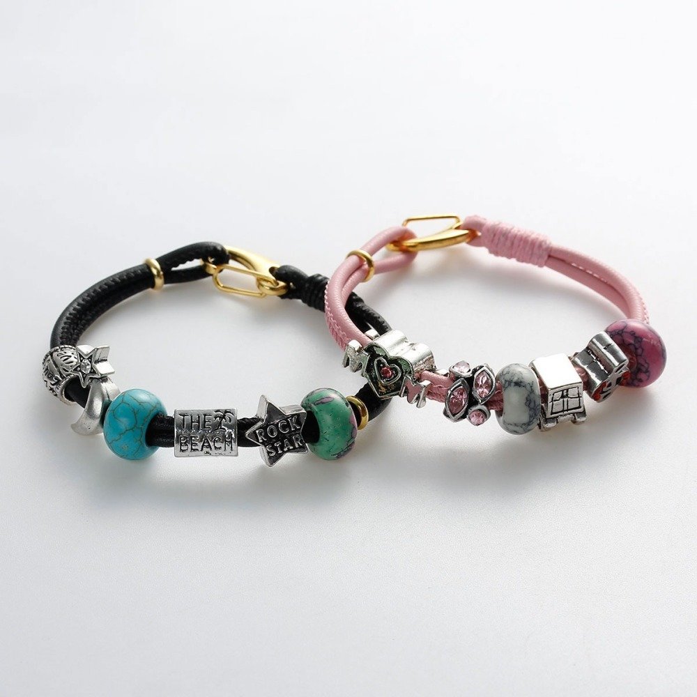 Pulseira dupla europeia Uni Fushia