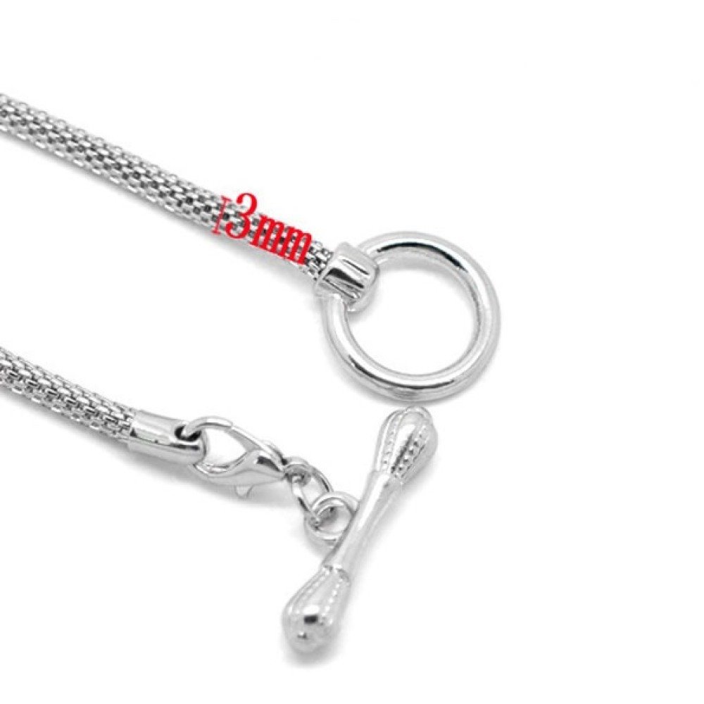 Pulseira Europeia com Alavanca 21cm Prata