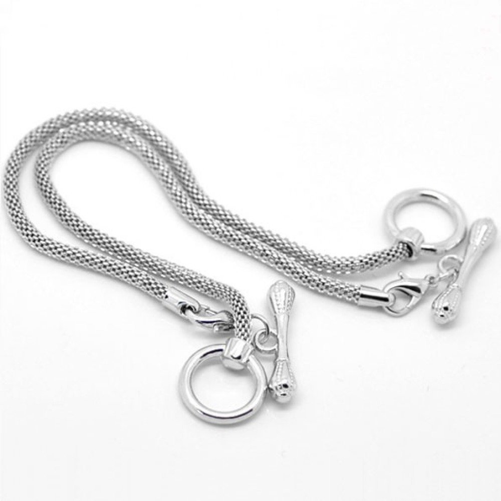 Pulseira Europeia com Alavanca 21cm Prata