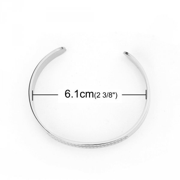 Pulseira de punho semi-aberta de 10 mm em a&ccedil;o inoxid&aacute;vel N&deg;07