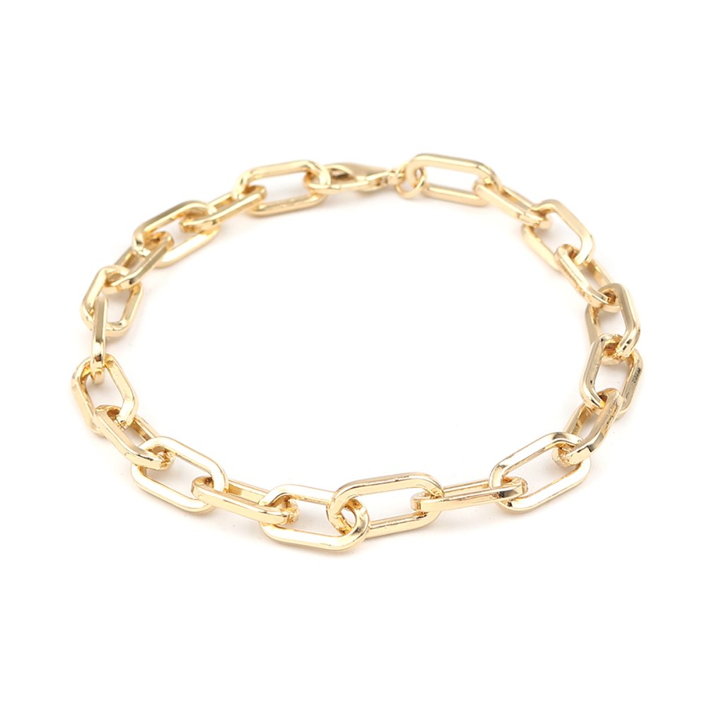 Pulseira de malha oval banhada a ouro 16K 22 cm N°03