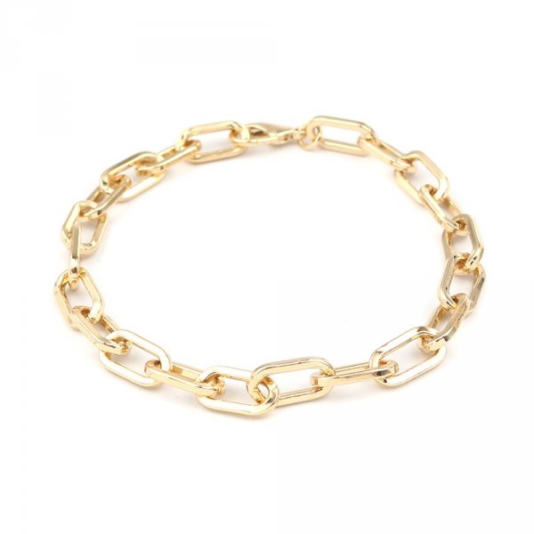 Pulseira de malha oval banhada a ouro 16K 22 cm N&deg;03
