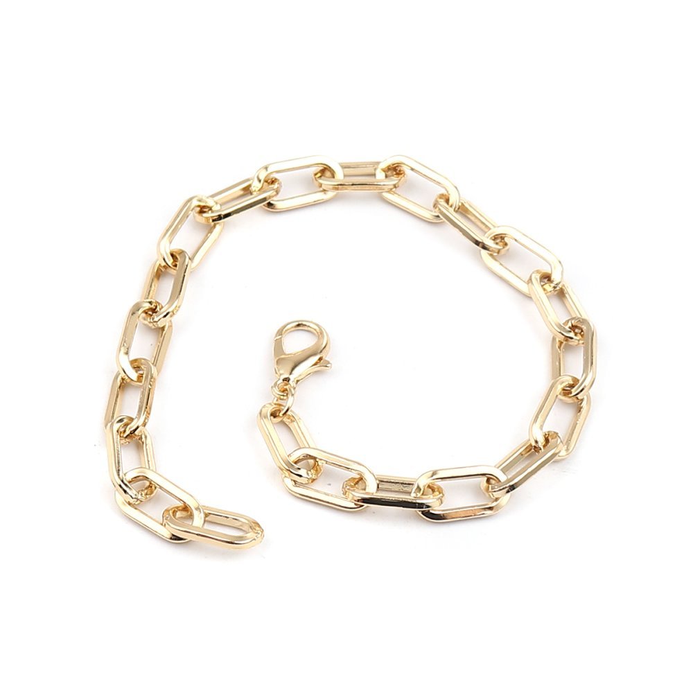 Pulseira de malha oval banhada a ouro 16K 22 cm N°03