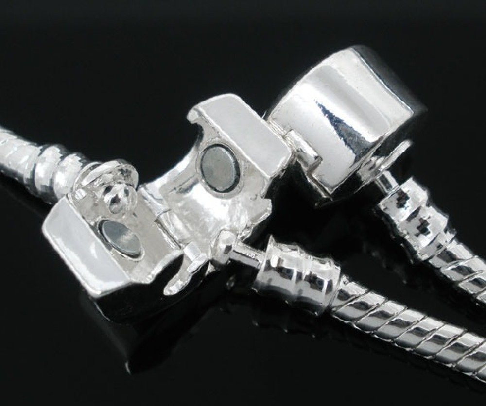Pulseira europeia de corrente de cobra 3 mm magnetizada de 17 a 23 cm