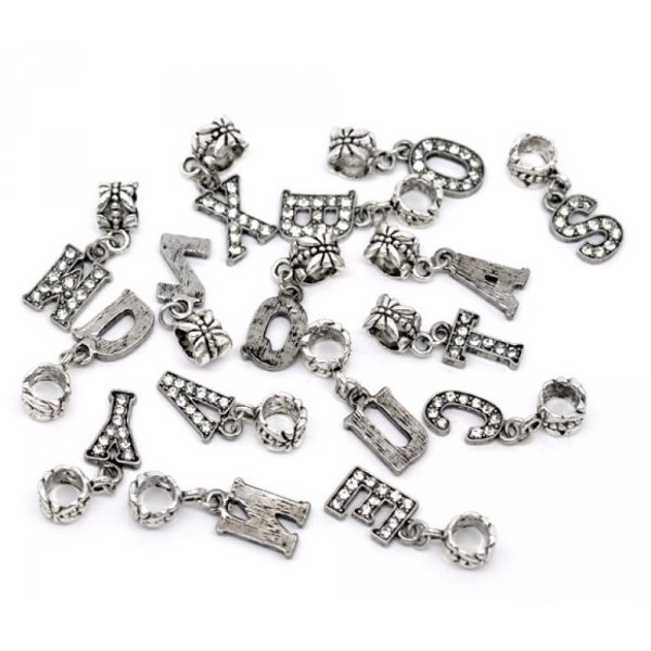 Breloque Alphabet 03 Lettre H et Strass