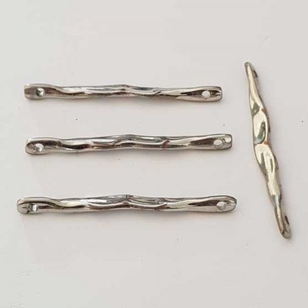 Breloque Barre 2 anneaux N&deg;06 Argent Torsad&eacute;