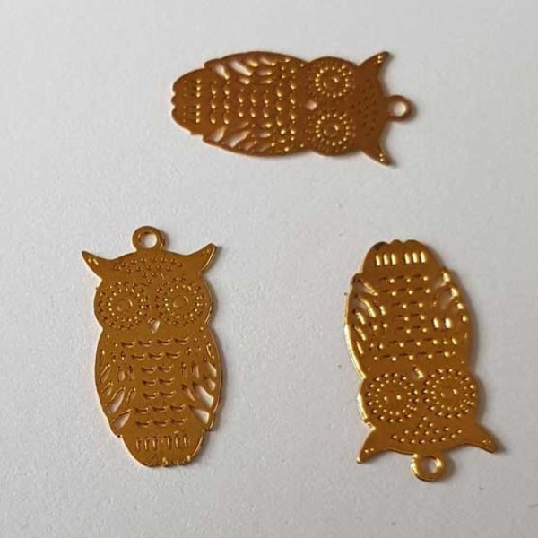 Breloque Chouette N&deg;41 Dor&eacute;