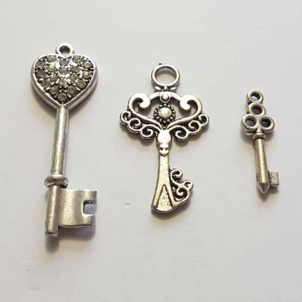 Breloque Clef N&deg;62 Lot de 3 Pi&egrave;ces