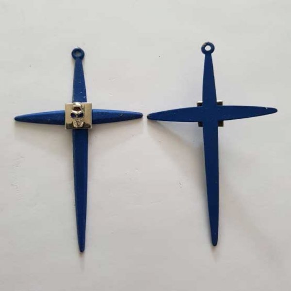 Breloque Croix N&deg;07 Bleu
