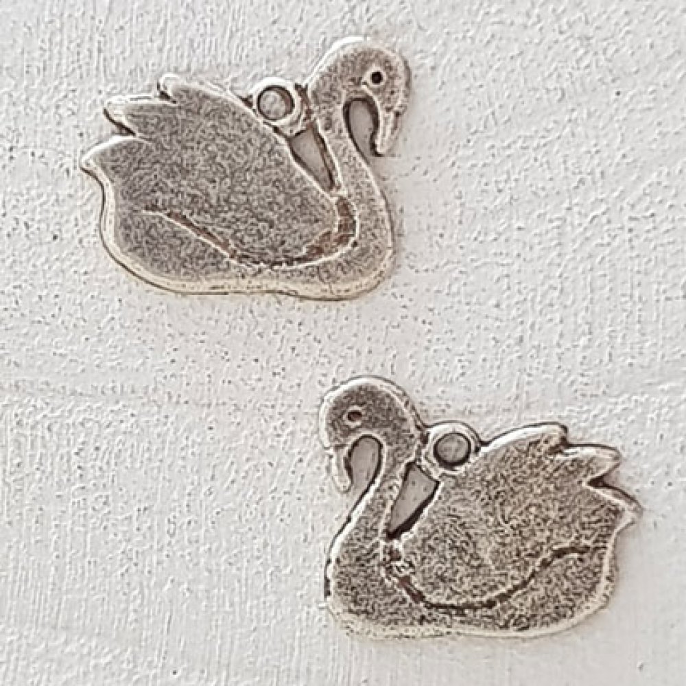 Pendente Cisne em metal prateado-01 Pendente Cisne