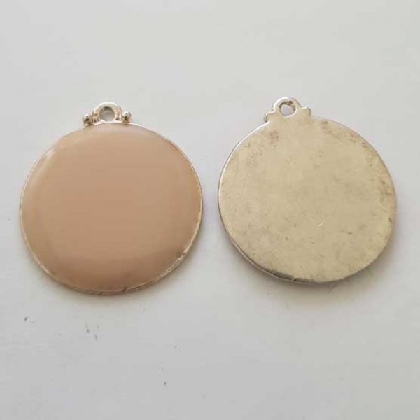 Breloque Divers N&deg;070-04 Pendentif Emaill&eacute; Beige 02