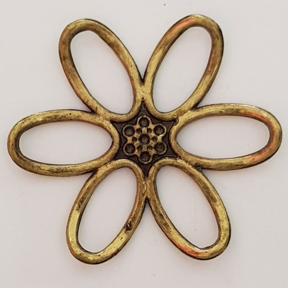 Pendente Flor em Metal N°003 Ouro Velho