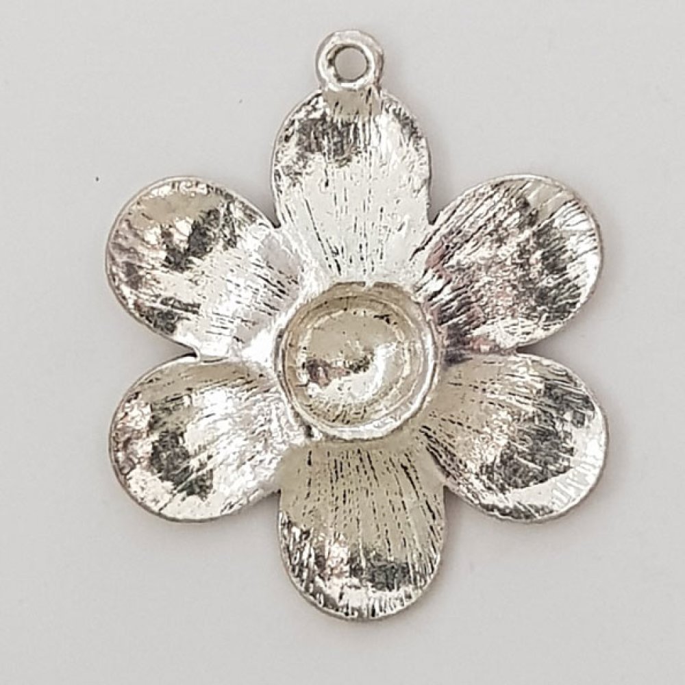 Pendente flor em metal N°007 Prata