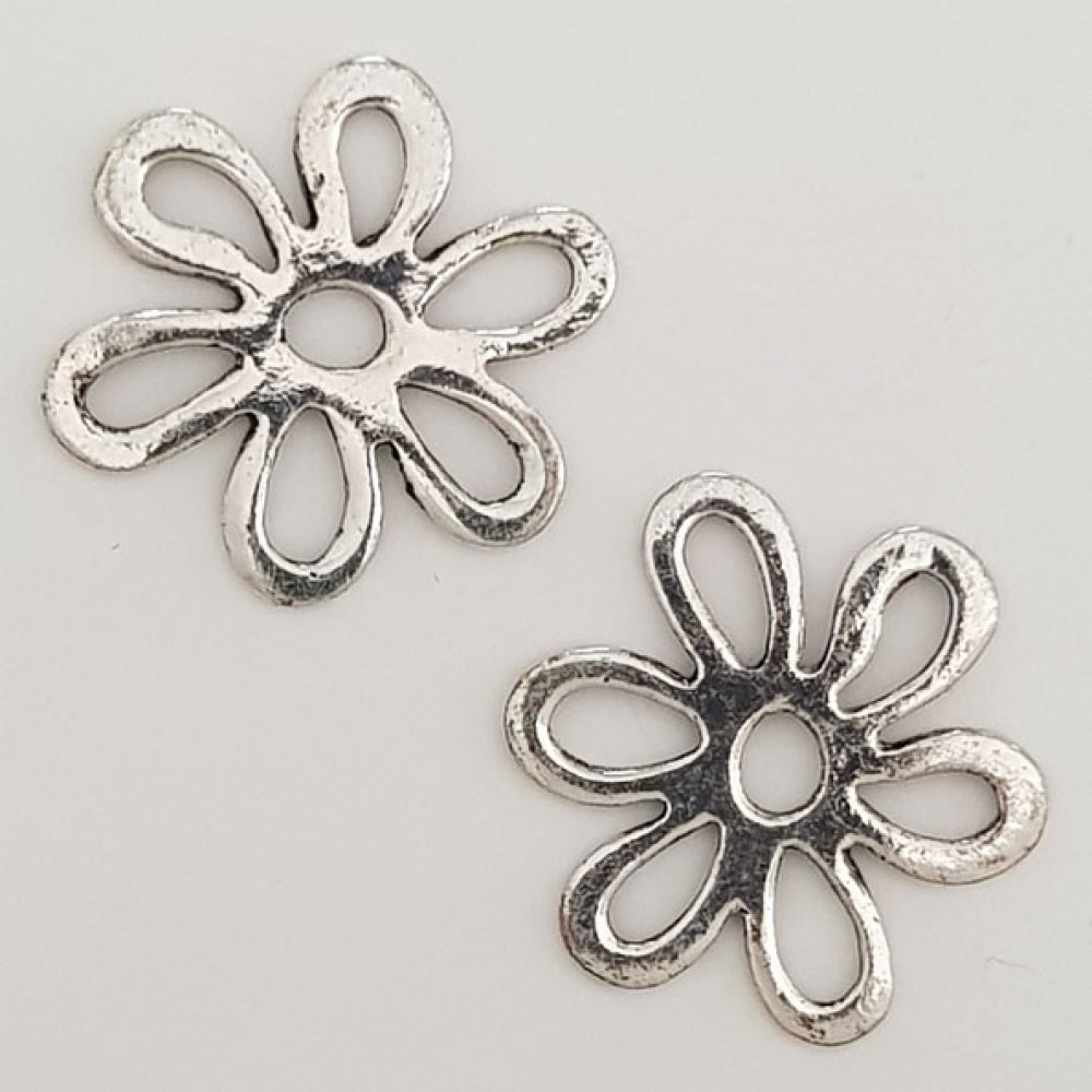 Pendente flor em metal N°017 Prata