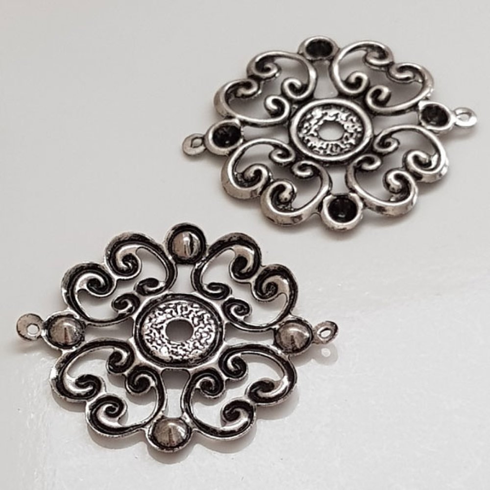 Pendente flor em metal N°019 Prata