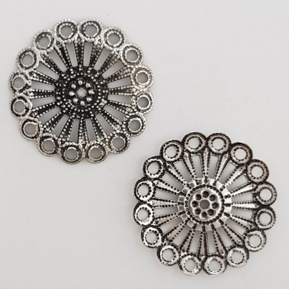 Pendente flor em metal N°026 Prata