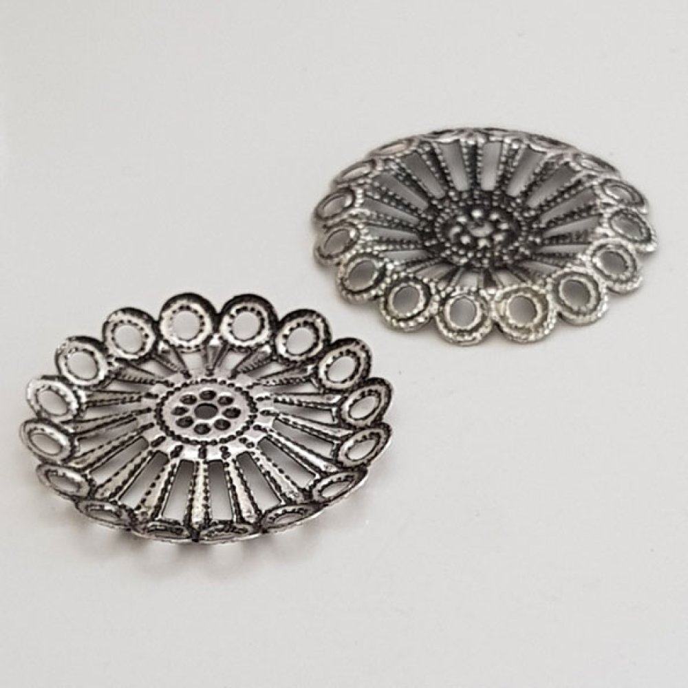Pendente flor em metal N°026 Prata