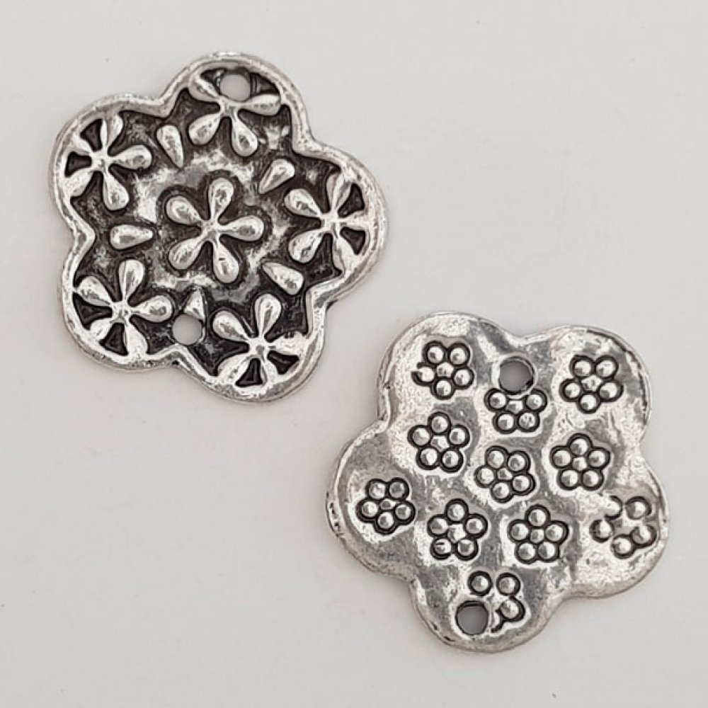 Pendente flor em metal N°079 Prata
