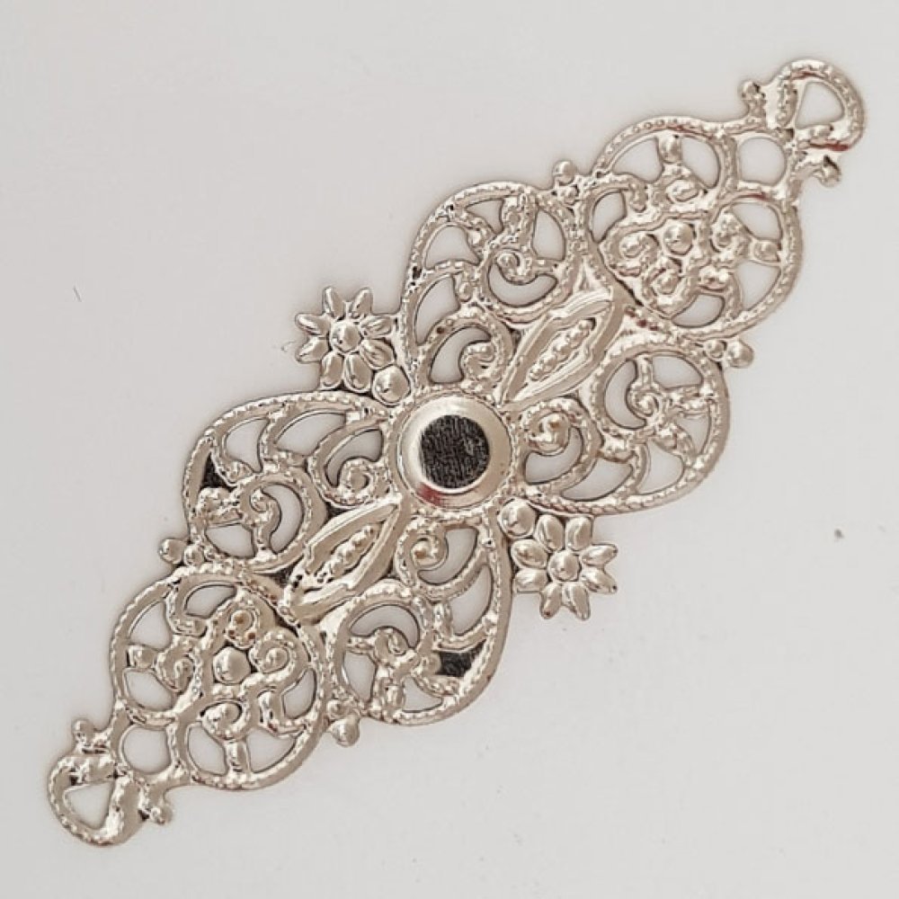 Pendente flor em metal N°098 Gravação em prata