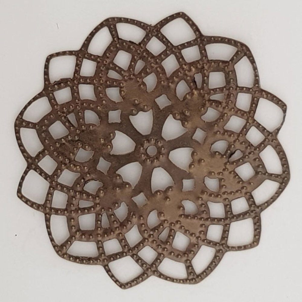 Pendente flor em metal N°101 bronze gravado