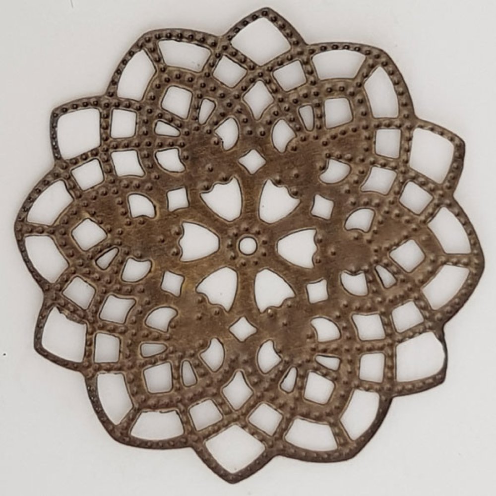 Pendente flor em metal N°101 bronze gravado