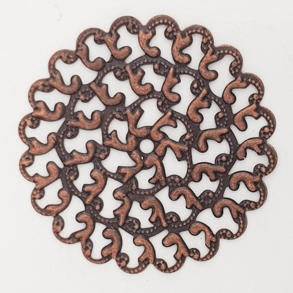Pendente flor em metal N°102 Gravação em cobre