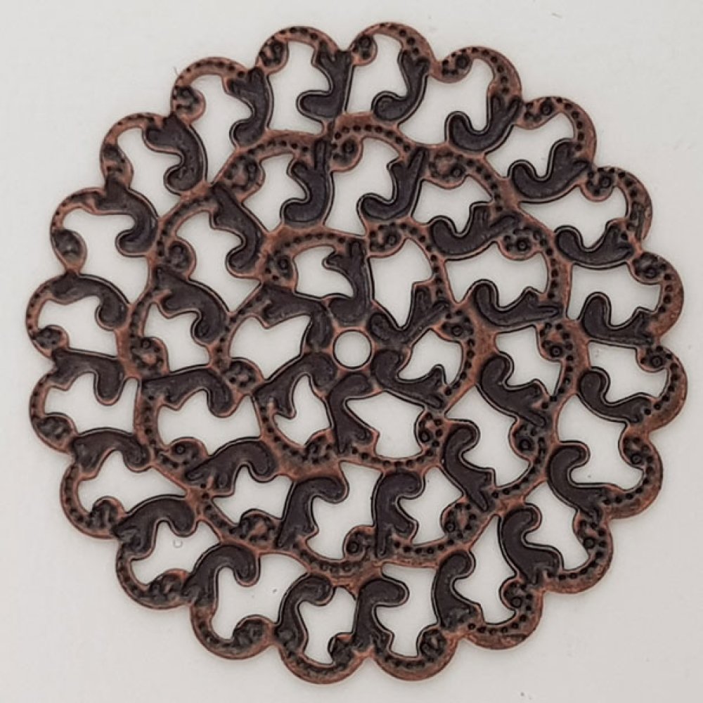 Pendente flor em metal N°102 Gravação em cobre