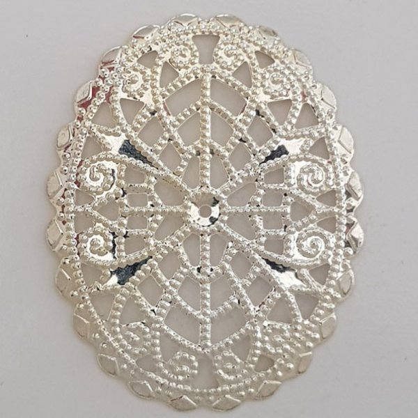 Pendente Flor Metal N&deg;103 Prata Grava&ccedil;&atilde;o