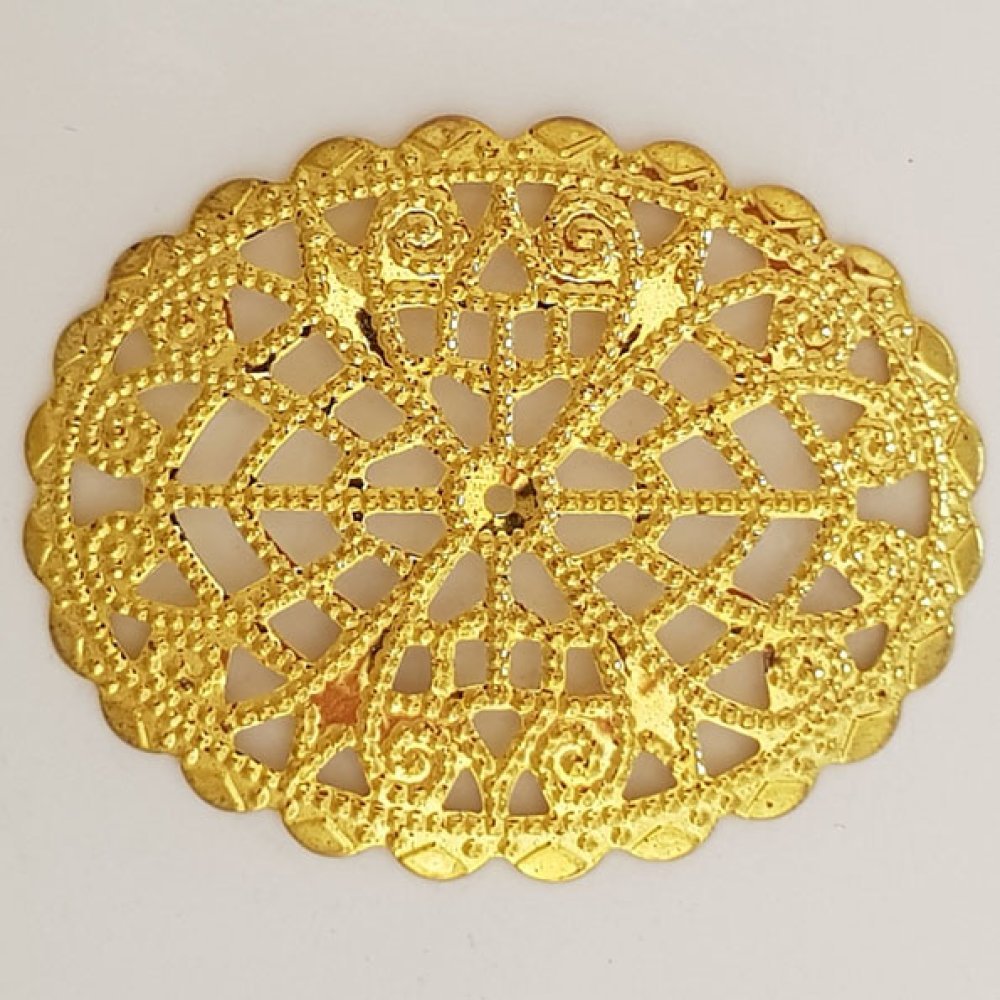 Pendente Flor em Metal N°103 Gravação a ouro