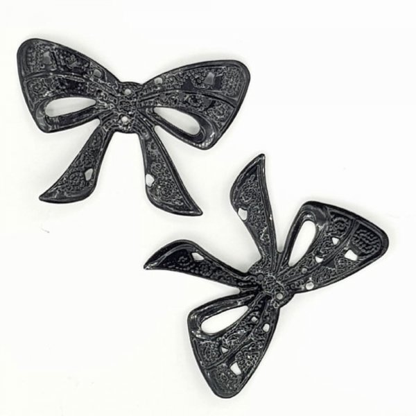 Pendente n&oacute; N&deg;06, conector de n&oacute; de filigrana em metal preto fino 39 x 26 mm