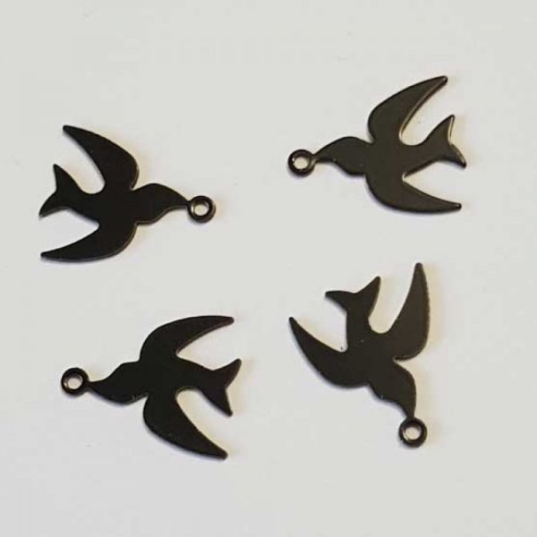 Breloque Oiseaux N&deg;04 Noir