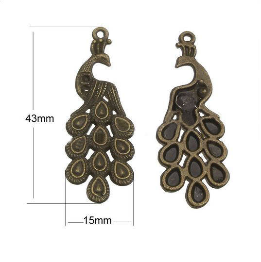 Pendente Peacock Charm em Bronze Metal-02 Peacock Pendant 