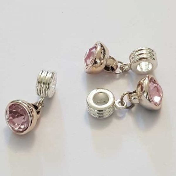 Breloque Pendentif Strass Rose N&deg;1013-04
