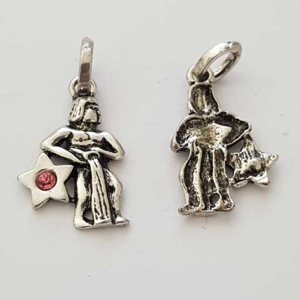 Aquário Signo do Zodíaco Charm Prata Metal N°03 com strass