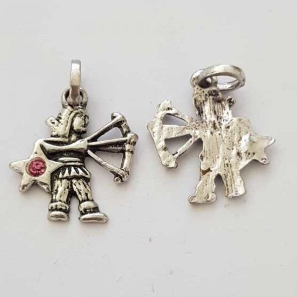 Pendente signo do zod&iacute;aco Sagit&aacute;rio Metal prateado N&deg;03 com strass