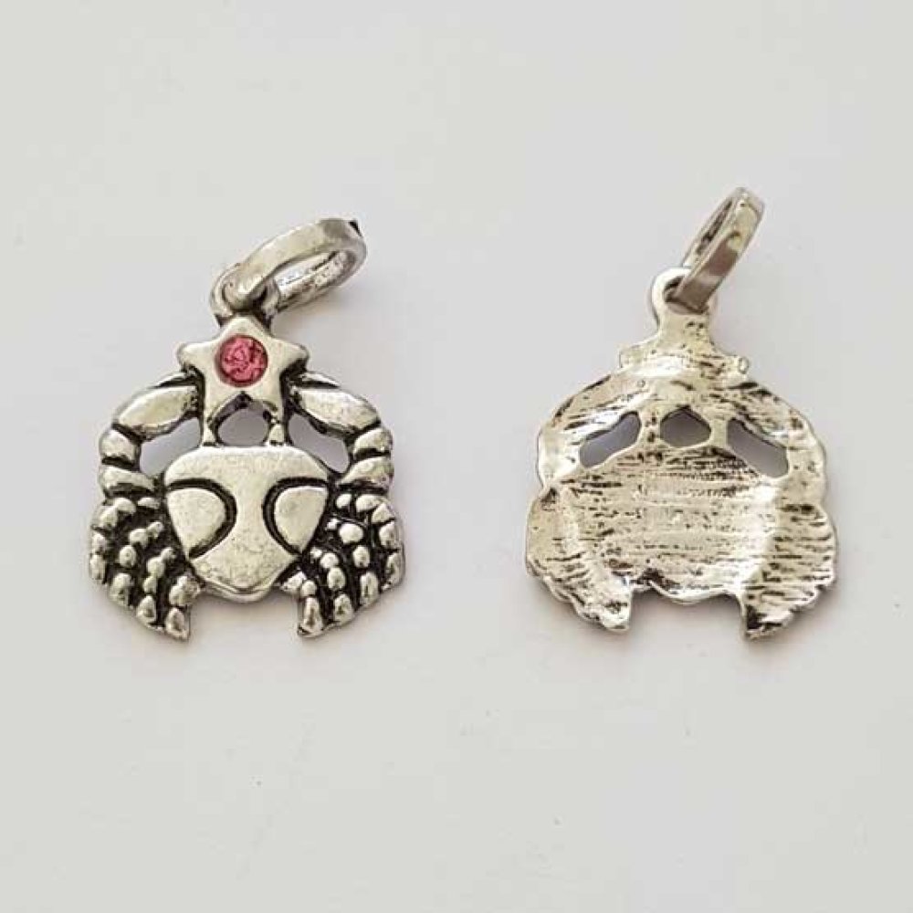 Pendente signo do zodíaco Câncer Metal prateado N°03 com strass